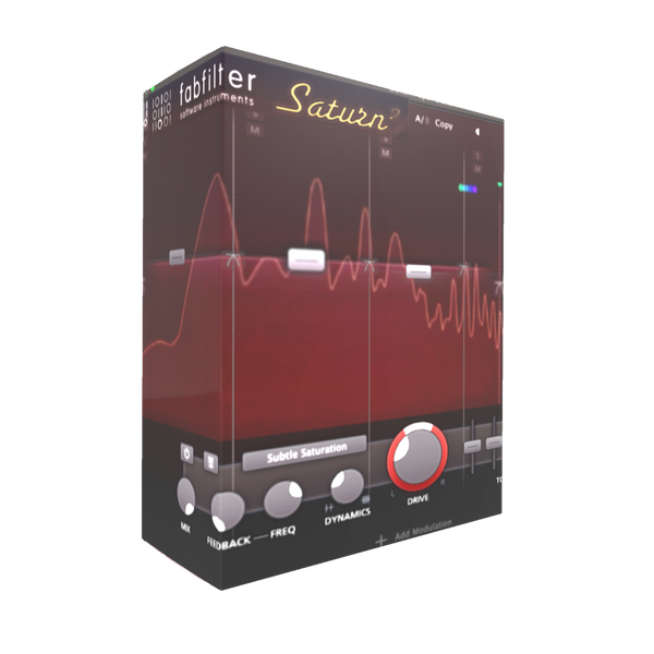 Stylus Sound Tools FabFilter Saturn 2 saturation and distortion preset pack software box with 60 presets.