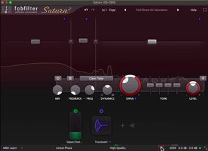 FabFilter Saturn 2 preset pack video demonstration showing saturation and distortion processing on audio with Stylus Sound Tools presets.